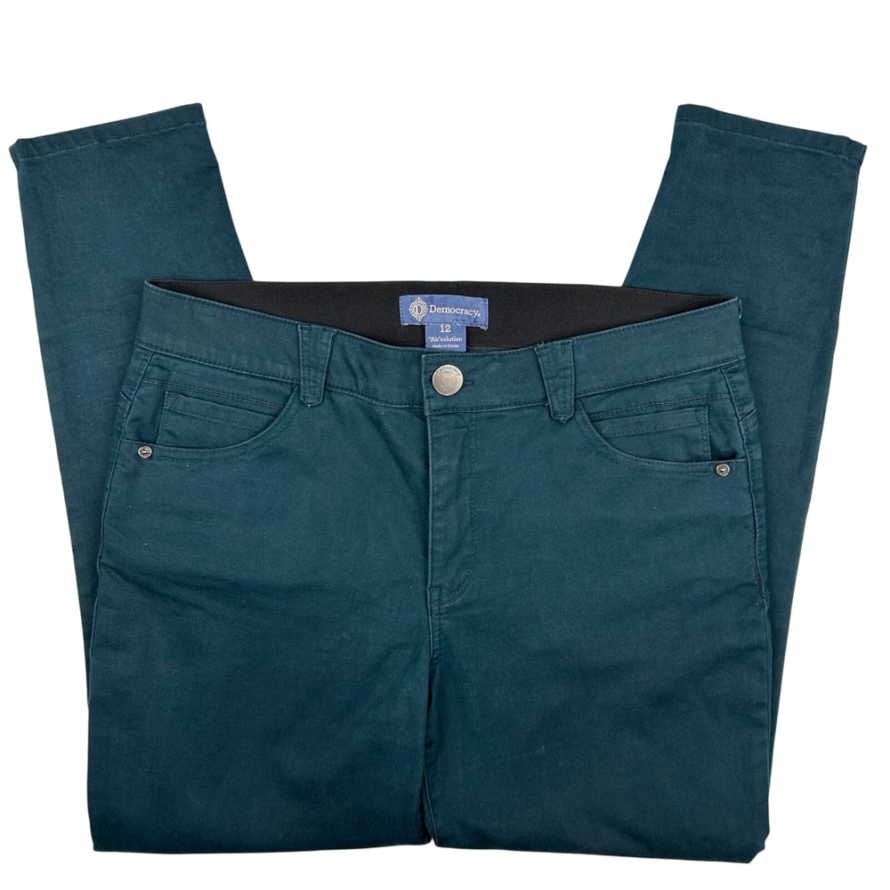 Democracy Absolution Skimmer Pants Teal Green Womens 12 B198VMX2 Slim Stretch